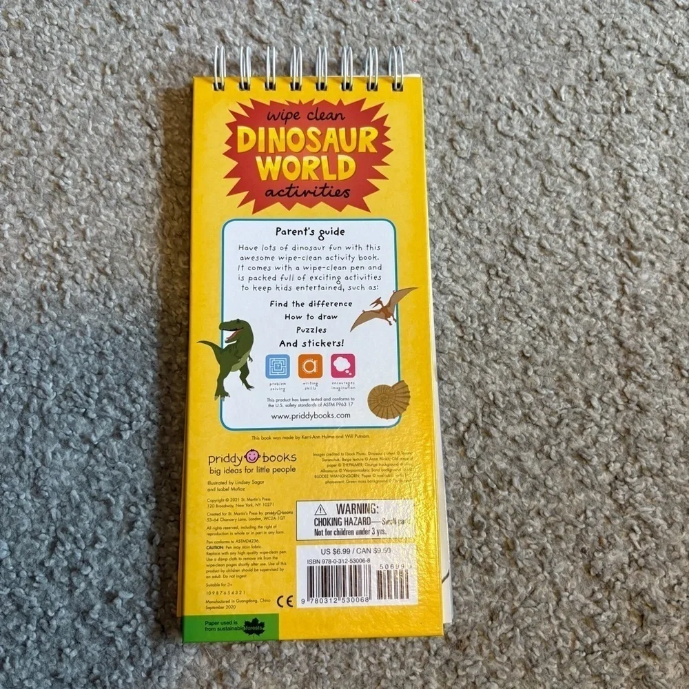 Wipe Clean Activity Dinosaur World Book Priddy Spiral